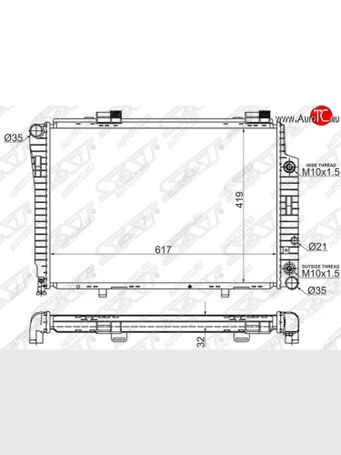 Радиатор двигателя (пластинчатый, 1.8/2.0/2.2/2.3/2.4/3.2, АКПП) SAT Mercedes-Benz C-Class S202 дорестайлинг универсал (1992-1997)