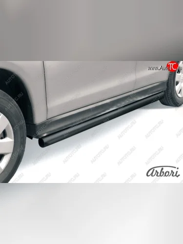 Защита штатных порогов Arbori (черная, d76 mm). Mitsubishi ASX дорестайлинг (2010-2012)