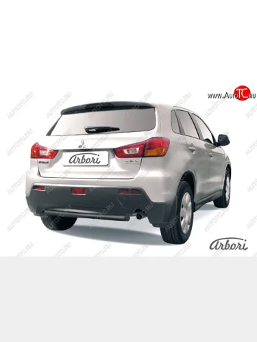Защита заднего бампера Arbori (короткая, черная, 1 труба d57 mm). Mitsubishi ASX дорестайлинг (2010-2012)