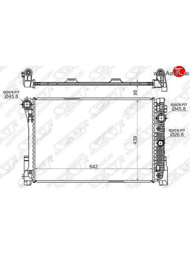 Радиатор двигателя SAT (пластинчатый, 1.8/2.0D/2.2D/3.5G/2.8/3.5, МКПП/АКПП) Mercedes-Benz C-Class W204 дорестайлинг седан (2007-2011)