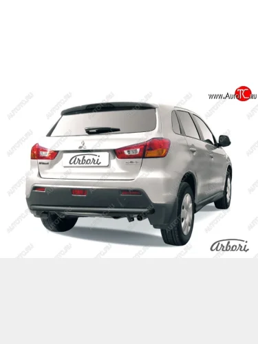 Защита заднего бампера Arbori (черная, 1 труба d57 mm). Mitsubishi ASX дорестайлинг (2010-2012)
