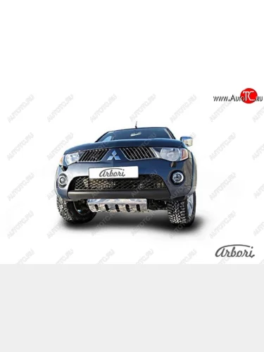 Защита переднего бампера TRITON Arbori (декоративно-силовая с защитой картера). Mitsubishi L200 4  дорестайлинг (2006-2014)