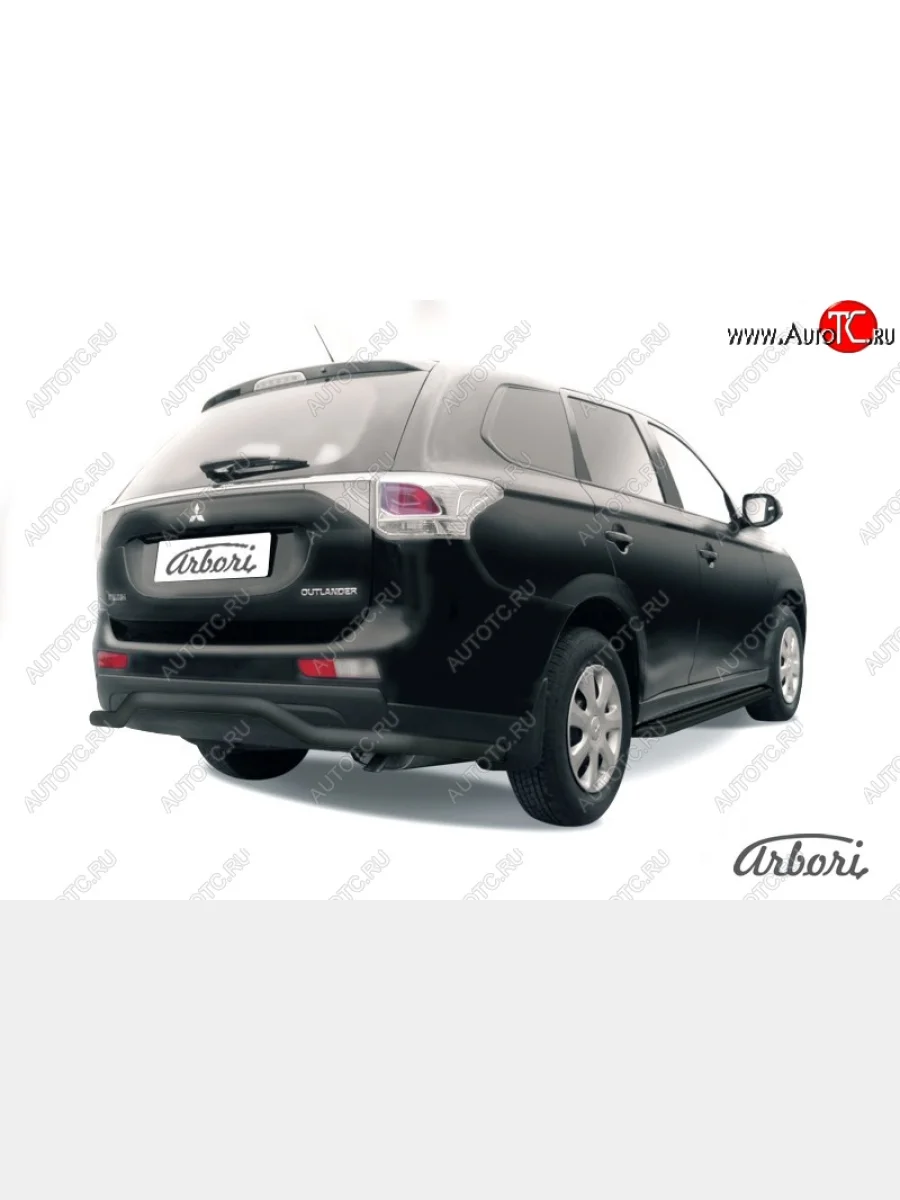 Защита заднего бампера Arbori (длинная, черная, 1 труба d57 mm). Mitsubishi Outlander GF дорестайлинг (2012-2014)  в Керчи Республика Крым