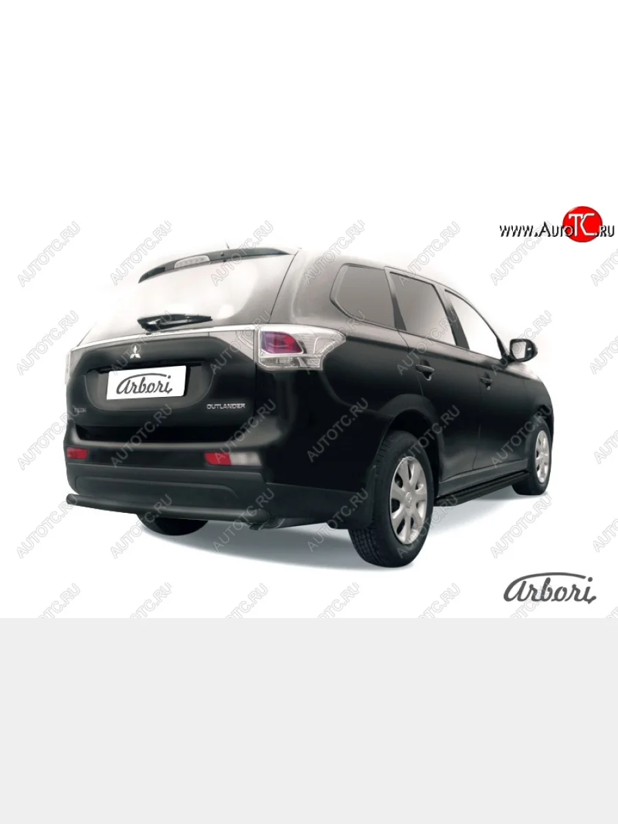 Защита заднего бампера Arbori (черная, 1 труба d57 mm).  Mitsubishi Outlander (2014-2016) GF  в Керчи Республика Крым