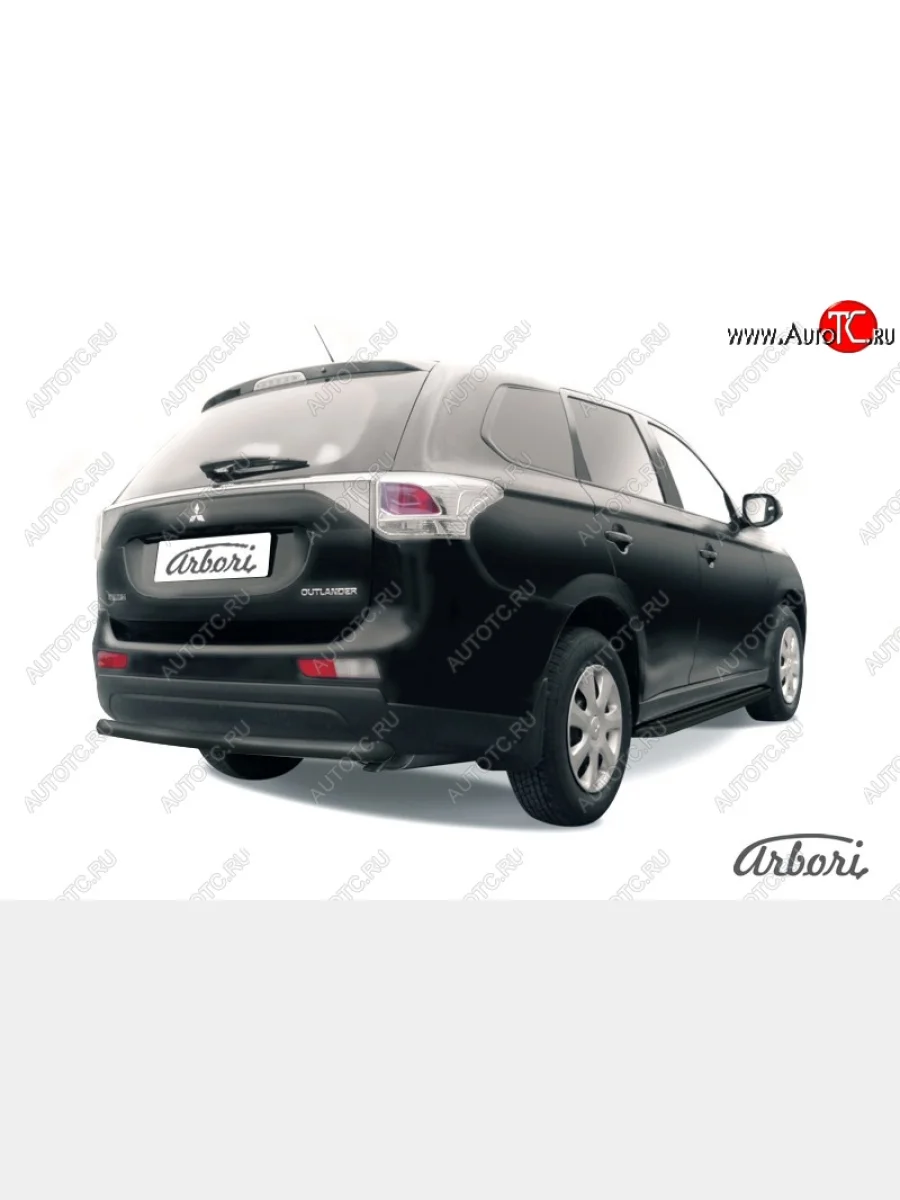 Защита заднего бампера Arbori (уголки, черная, 1 труба d57 mm). Mitsubishi Outlander GF дорестайлинг (2012-2014)  в Керчи Республика Крым
