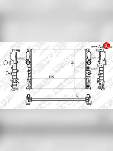 Радиатор двигателя SAT (пластинчатый, 2.0/2.0D/2.2D/2.3/2.4/2.8/3.0/3.2/3.5, МКПП/АКПП) Mercedes-Benz E-Class W211 дорестайлинг седан (2002-2006)