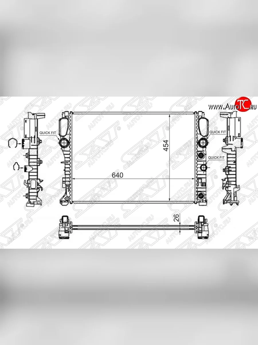 Радиатор двигателя SAT (пластинчатый, 2.0/2.0D/2.2D/2.3/2.4/2.8/3.0/3.2/3.5, МКПП/АКПП) Mercedes-Benz E-Class W211 дорестайлинг седан (2002-2006)  в Перми Пермском крае