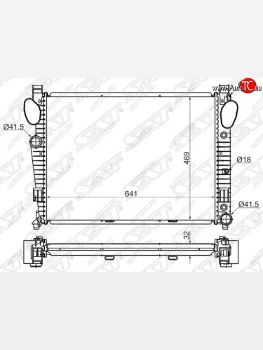Радиатор двигателя (пластинчатый, 2.8/3.2/3.2D/3.5/4.0D/4.3/5.0/5.5/6.0/6.5, АКПП) SAT Mercedes-Benz S class  W220 (1998-2005)