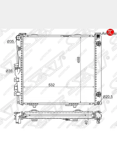 Радиатор двигателя SAT (трубчатый, 2.6/2.8/3.0/3.2/3.6AMG, МКПП/АКПП) Mercedes-Benz E-Class ( W124,  S124) (1984-1996) седан дорестайлинг, универсал рестайлинг