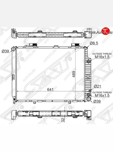Радиатор двигателя SAT (трубчатый, 2.0/2.0D/2.2D/2.3/2.4/2.5D/2.7TD/2.8/3.0D/3.2, МКПП/АКПП) Mercedes-Benz E-Class W210 седан рестайлинг (1999-2002)