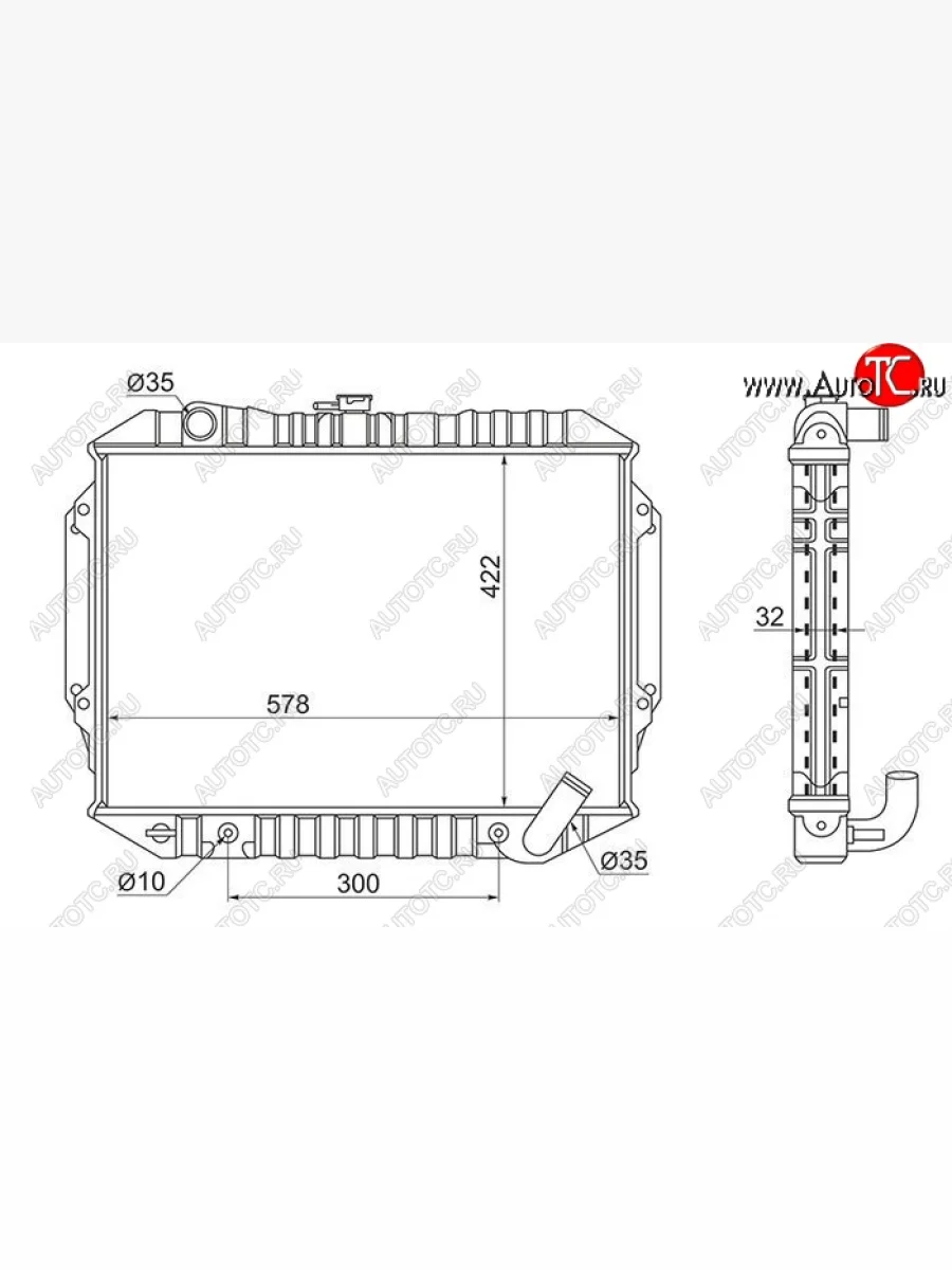 Радиатор двигателя (пластинчатый, 2.4/2.5, МКПП/АКПП) SAT Mitsubishi Pajero 2 V30/V40 5 дв. дорестайлинг (1991-1997)  в Перми Пермском крае