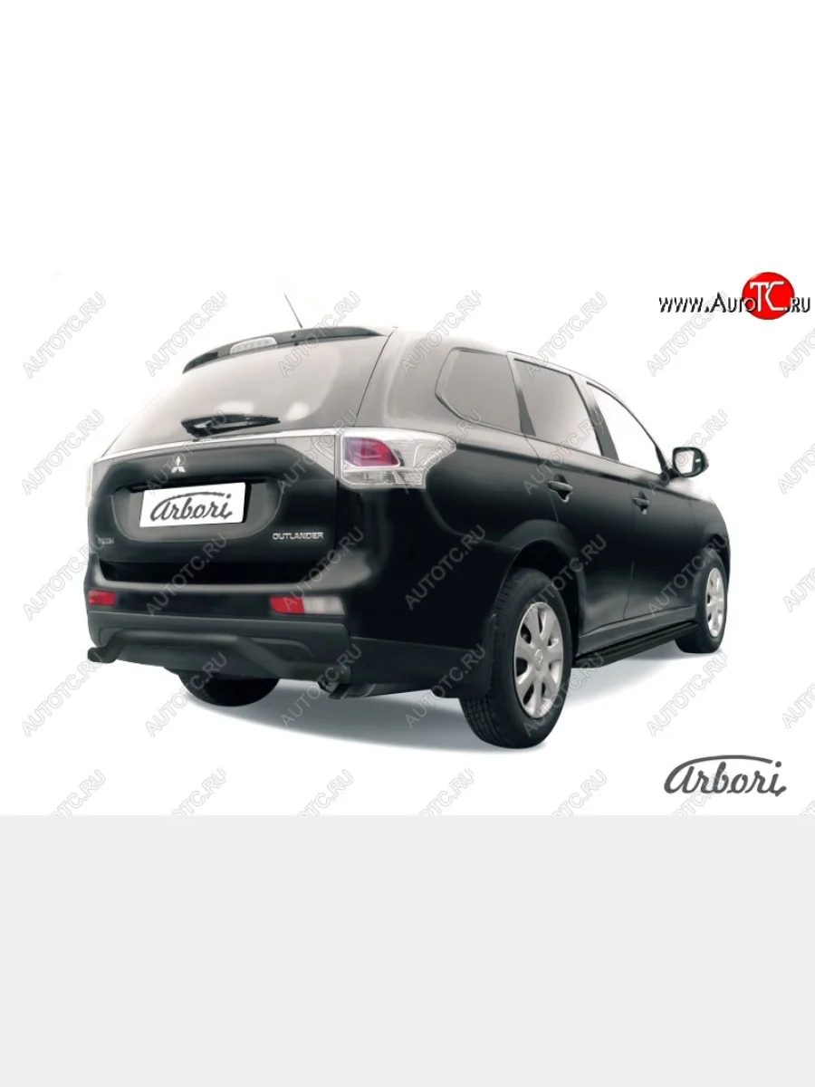 Защита заднего бампера Arbori (волна, черная, 1 труба d57 mm). Mitsubishi Outlander GF дорестайлинг (2012-2014)  в Перми Пермском крае