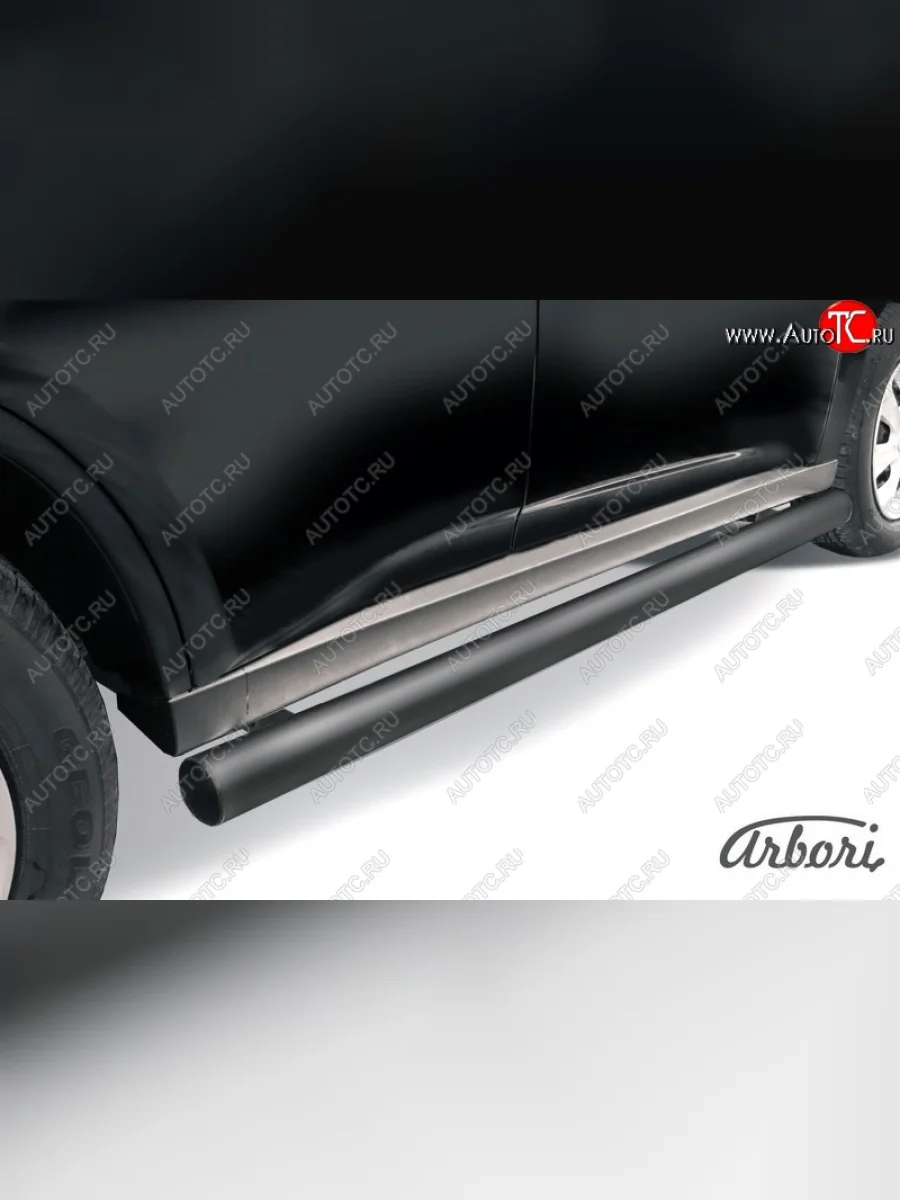 Защита штатных порогов Arbori (черная, d76 mm). Mitsubishi Outlander GF дорестайлинг (2012-2014)  в Перми Пермском крае