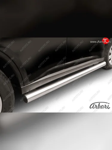 Защита штатных порогов Arbori (нержавейка, d76 mm). Mitsubishi Outlander  GF (2014-2016) 1-ый рестайлинг