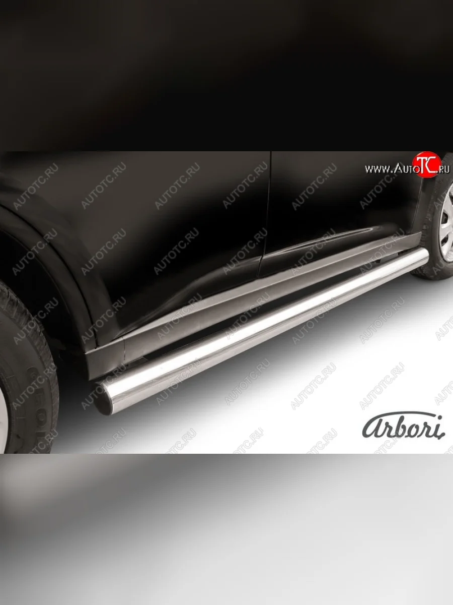 Защита штатных порогов Arbori (нержавейка, d76 mm).  Mitsubishi Outlander (2014-2016) GF  в Керчи Республика Крым