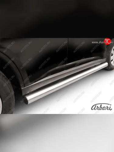 Защита штатных порогов Arbori (нержавейка, d76 mm). Mitsubishi Outlander GF дорестайлинг (2012-2014)