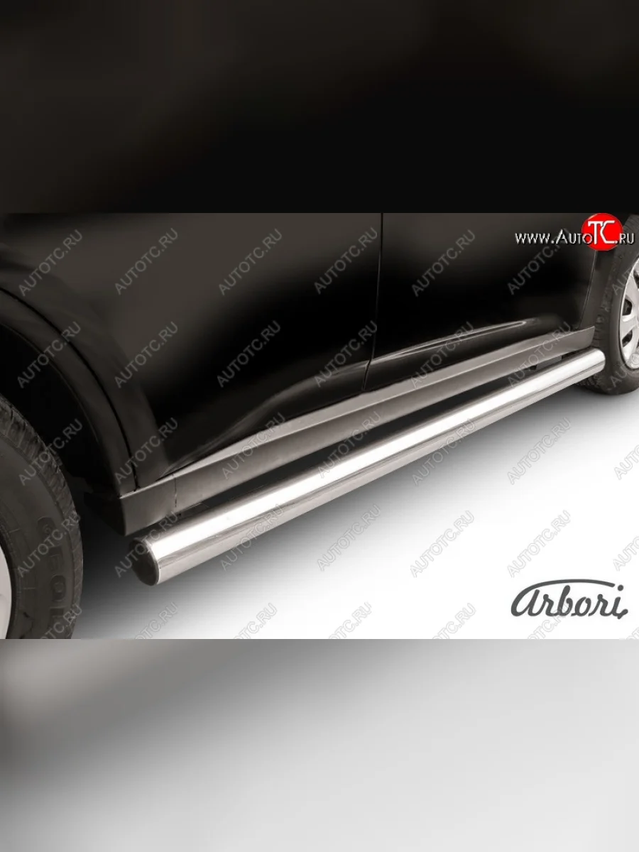 Защита штатных порогов Arbori (нержавейка, d76 mm). Mitsubishi Outlander GF дорестайлинг (2012-2014)  в Перми Пермском крае