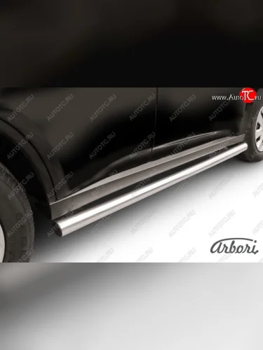 Защита штатных порогов Arbori (нержавейка, d57 mm). Mitsubishi Outlander GF дорестайлинг (2012-2014)