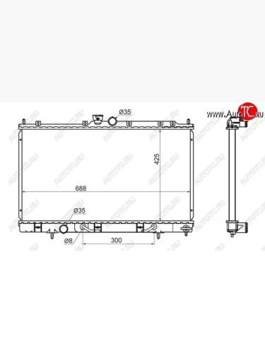 Радиатор двигателя SAT (пластинчатый, МКПП/АКПП) Mitsubishi Airtek (2001-2008)