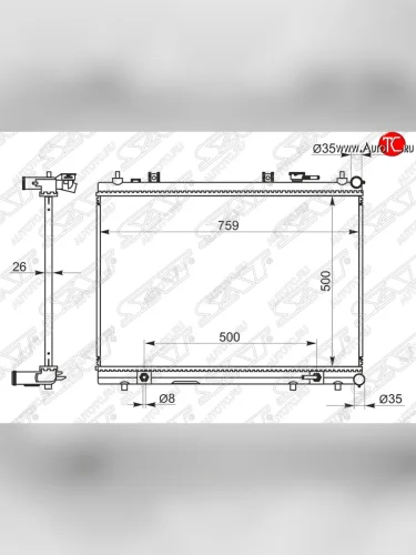 Радиатор двигателя (пластинчатый, МКПП/АКПП) SAT Nissan Pathfinder R52 дорестайлинг (2012-2017)