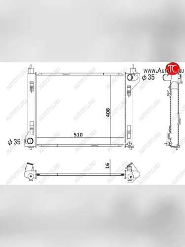 Радиатор двигателя (пластинчатый, МКПП/АКПП) SAT Nissan Sentra 7 B17 седан (2014-2017)