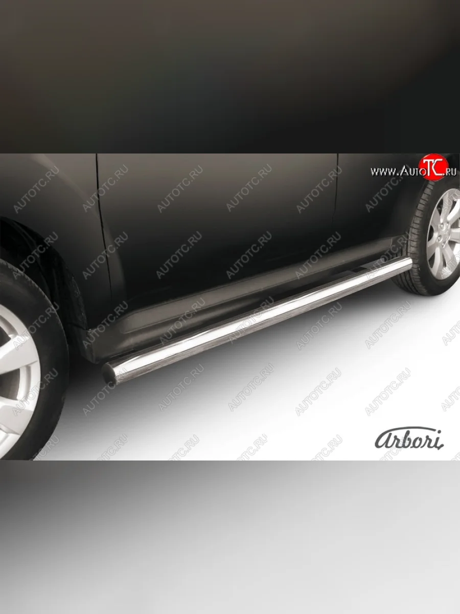 Защита штатных порогов Arbori (нержавейка, d76 mm). Mitsubishi Outlander XL (CW)  рестайлинг (2010-2013)  в Керчи Республика Крым