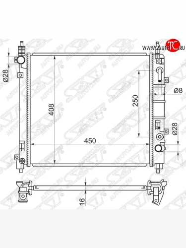Радиатор двигателя (пластинчатый, МКПП/АКПП) SAT Nissan Micra K13 5 дв. рестайлинг (2013-2017)