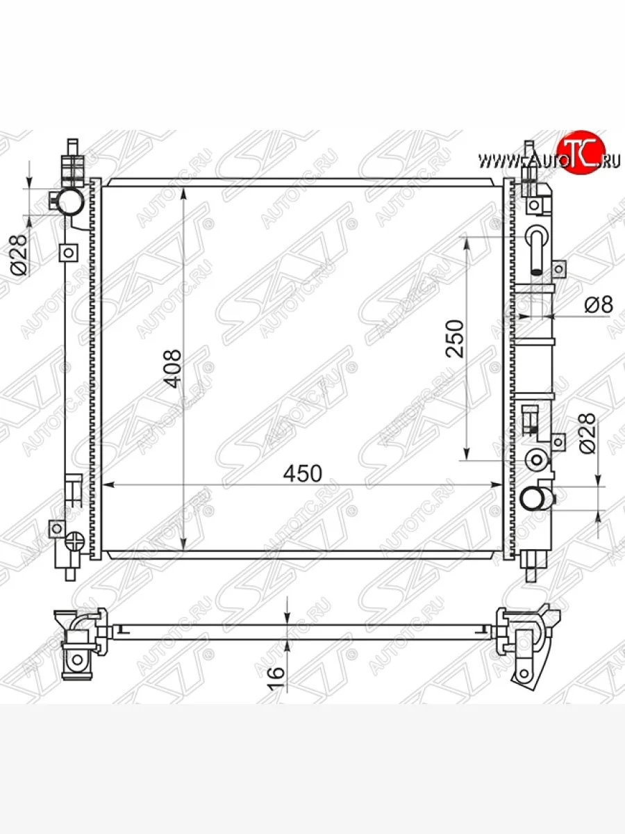 Радиатор двигателя (пластинчатый, МКПП/АКПП) SAT Nissan Micra K13 5 дв. рестайлинг (2013-2017)  с доставкой в г. Керчь