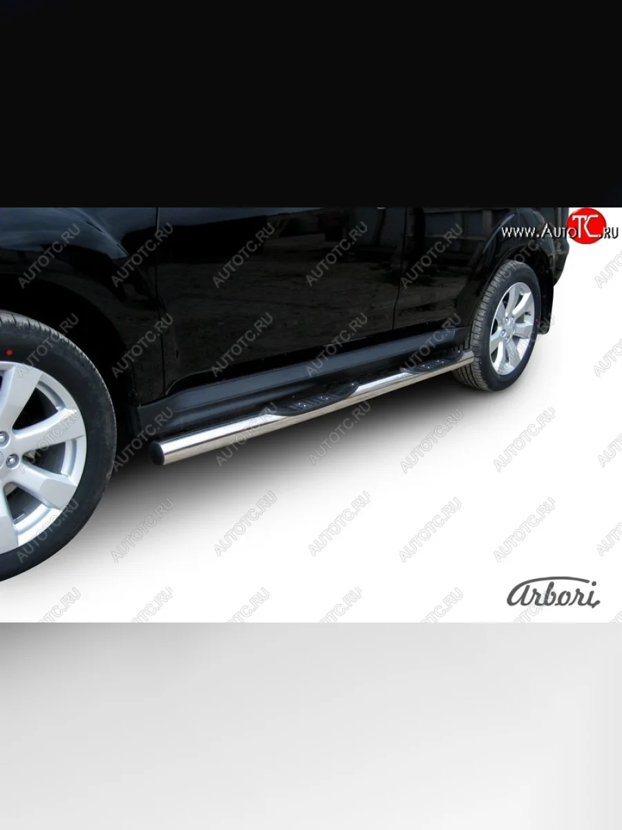 Защита штатных порогов Arbori (нержавейка, d76 mm). Mitsubishi Outlander XL (CW)  рестайлинг (2010-2013)  в Перми Пермском крае
