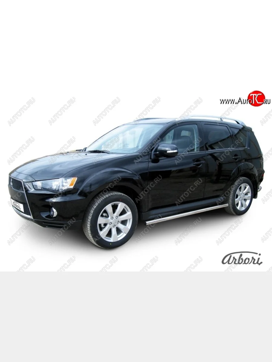 Защита штатных порогов Arbori (нержавейка, d57 mm). Mitsubishi Outlander XL (CW)  рестайлинг (2010-2013)  в Керчи Республика Крым