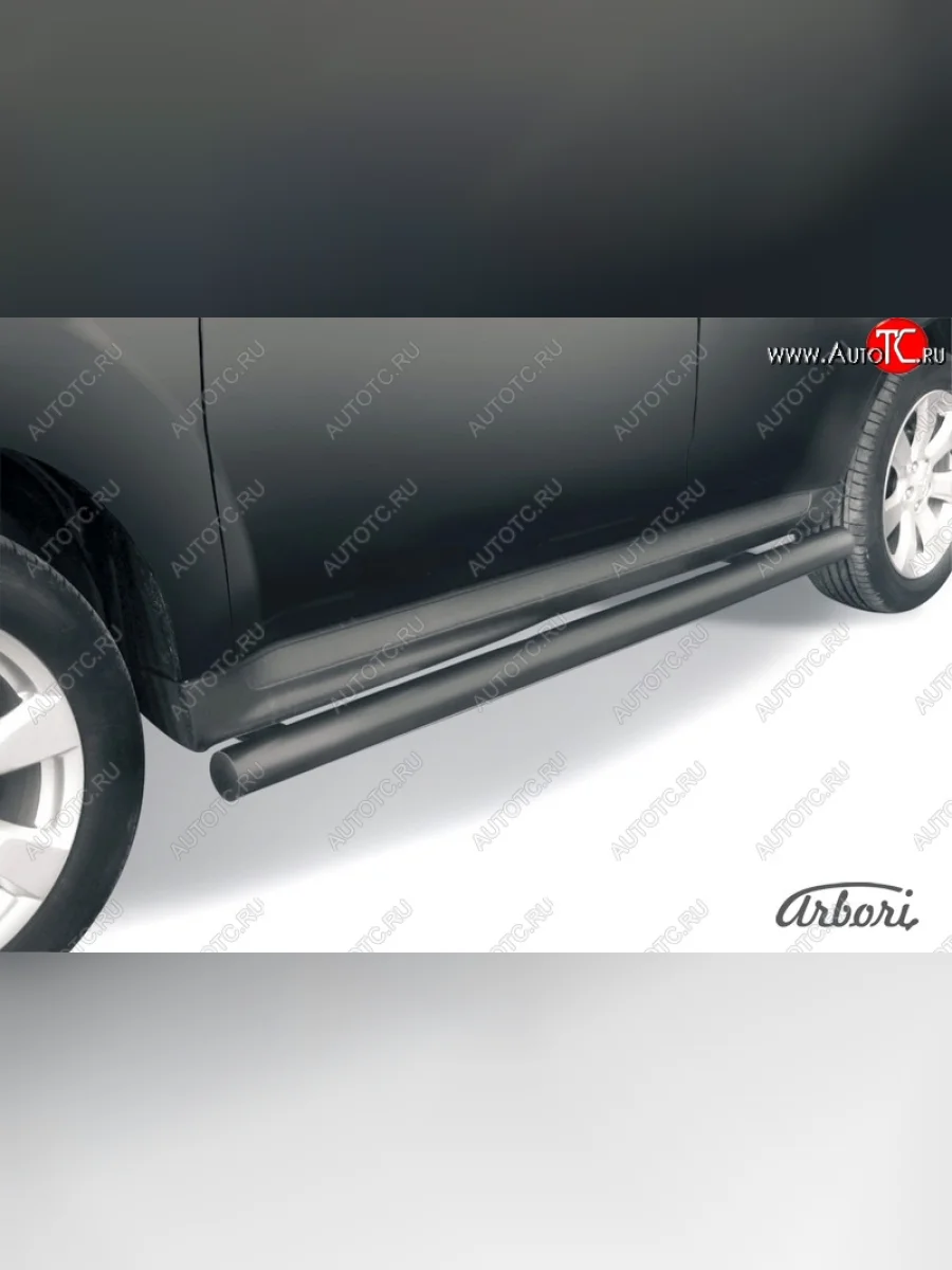 Защита штатных порогов Arbori (черная, d76 mm). Mitsubishi Outlander XL (CW)  рестайлинг (2010-2013)  в Керчи Республика Крым