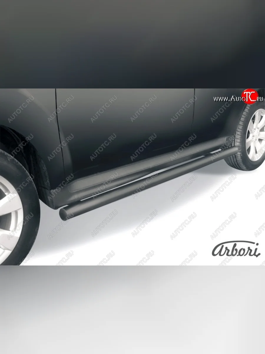Защита штатных порогов Arbori (черная, d57 mm). Mitsubishi Outlander XL (CW)  рестайлинг (2010-2013)  в Самаре Самарской области