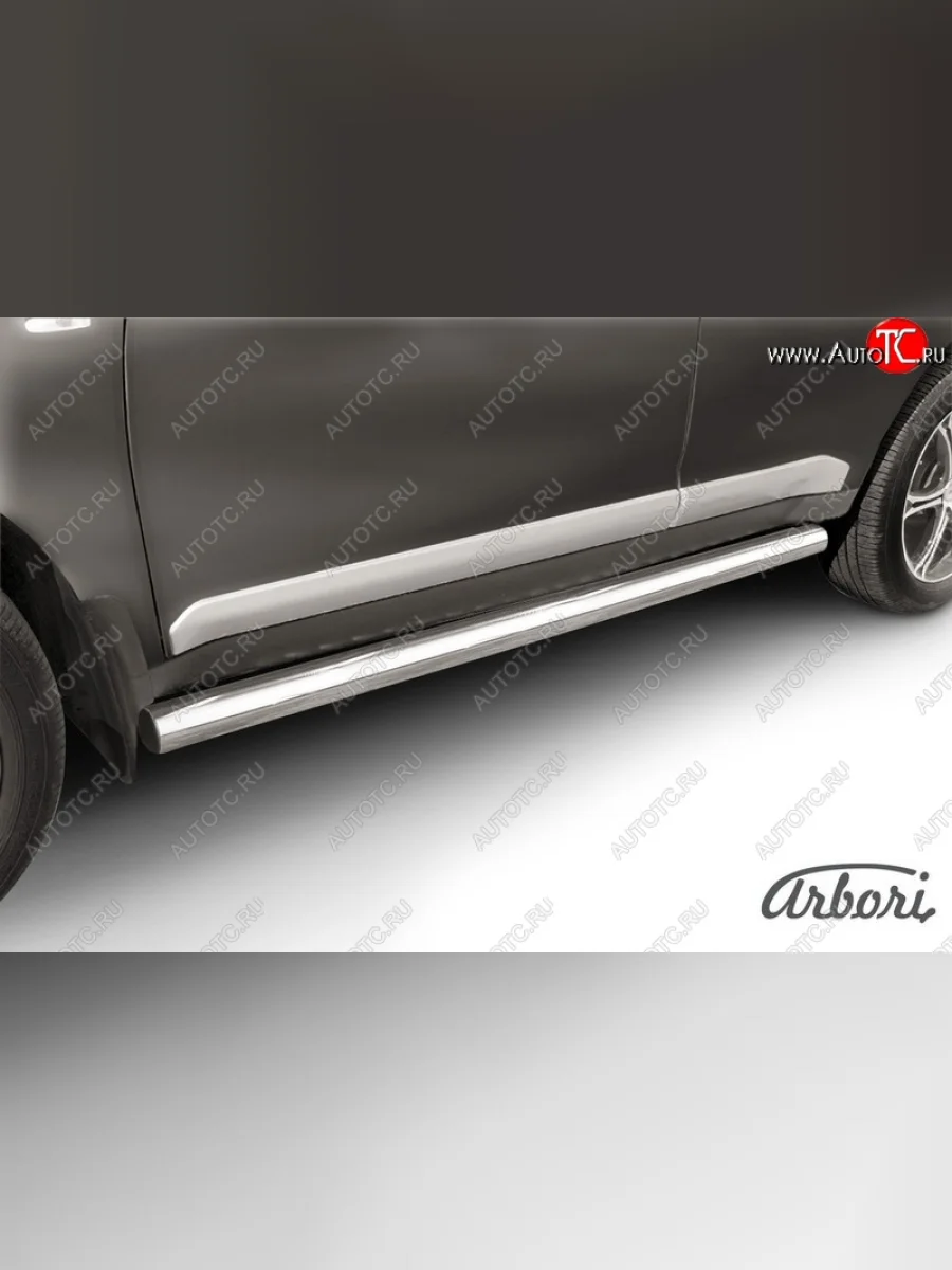 Защита штатных порогов Arbori (нержавейка, d76 mm). Mitsubishi Outlander XL (CW)  дорестайлинг (2005-2009)  в Керчи Республика Крым