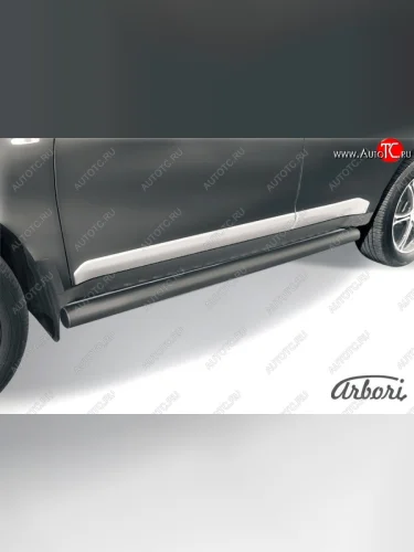 Защита штатных порогов Arbori (черная, d76 mm). Mitsubishi Outlander XL (CW)  дорестайлинг (2005-2009)