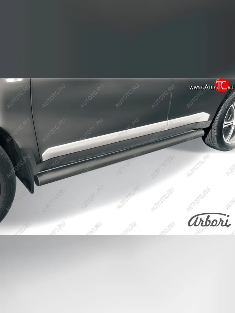 Защита штатных порогов Arbori (черная, d76 mm). Mitsubishi Outlander XL (CW)  дорестайлинг (2005-2009)  в Самаре Самарской области