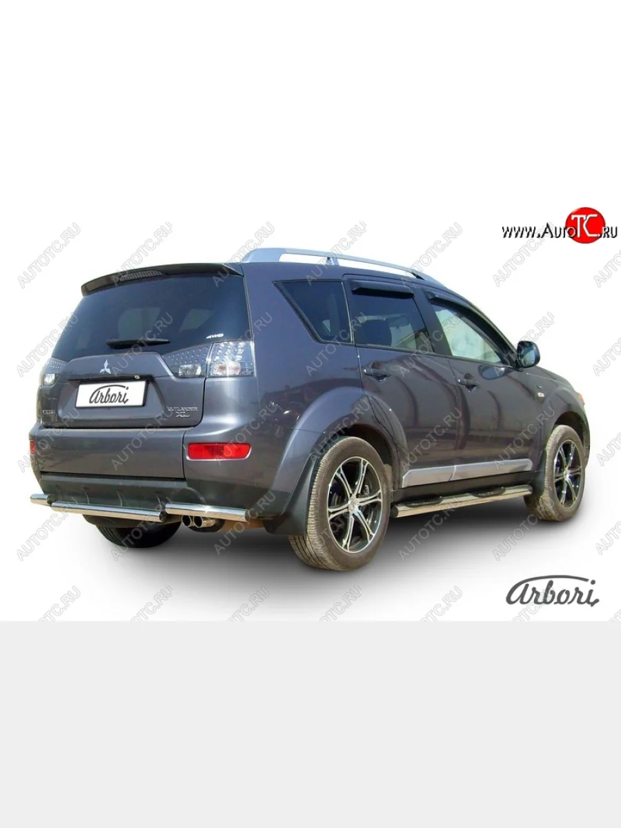 Защита заднего бампера Arbori (короткая, нержавейка, 1 труба d57 mm). Mitsubishi Outlander XL (CW)  дорестайлинг (2005-2009)  в Керчи Республика Крым
