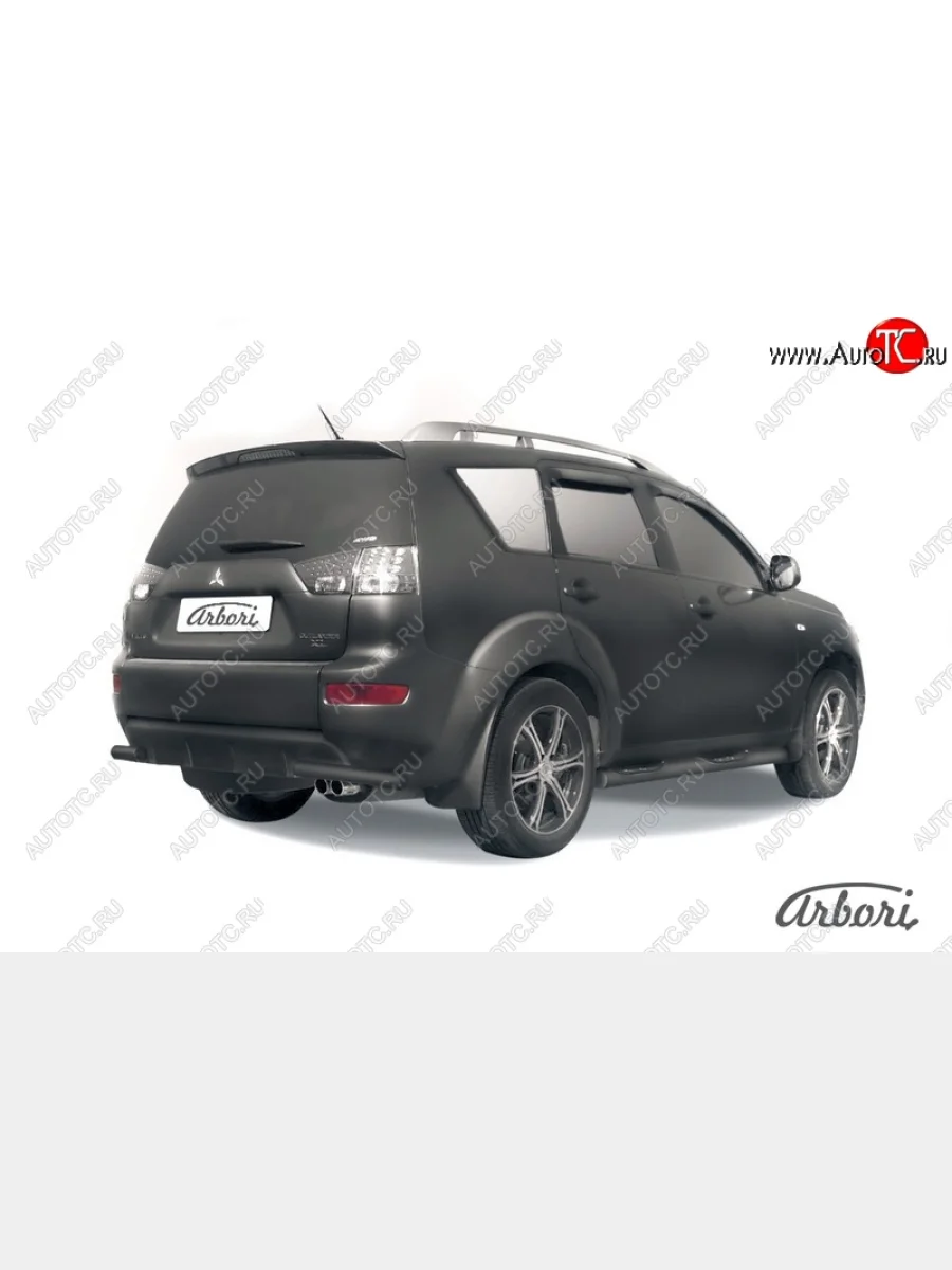 Защита заднего бампера Arbori (уголки, черная, 1 труба d57 mm). Mitsubishi Outlander XL (CW)  рестайлинг (2010-2013)  в Перми Пермском крае