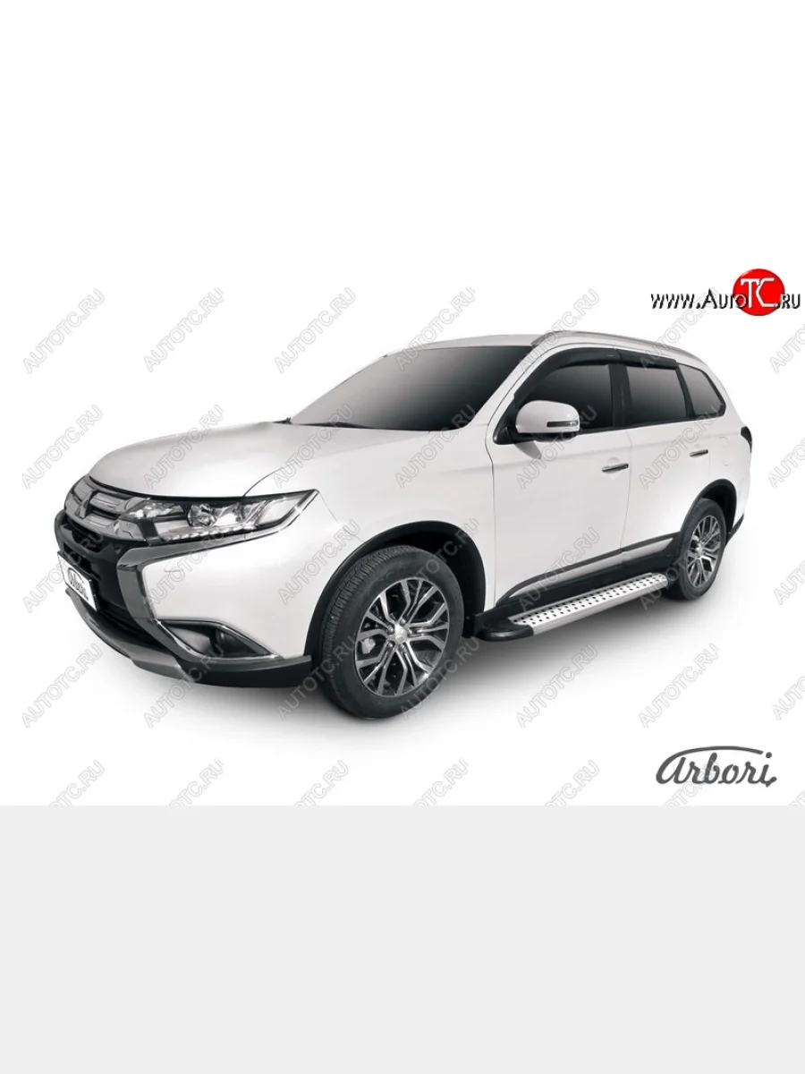 Порожки для ног Arbori Standart Silver Mitsubishi Outlander GF 2-ой рестайлинг (2015-2018)  в Перми Пермском крае