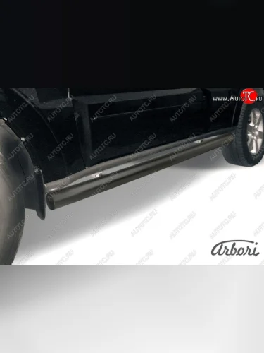 Защита штатных порогов Arbori (черная, d76 mm). Mitsubishi Pajero 4 V90 2-ой рестайлинг (2014-2020)