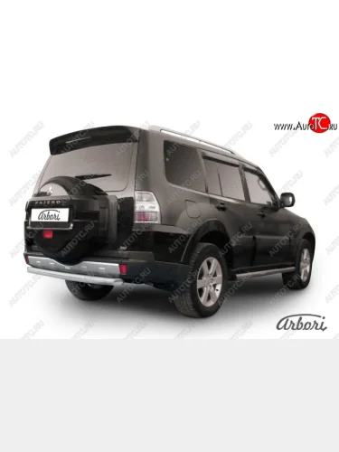 Защита заднего бампера Arbori (короткая, нержавейка, 1 труба d76 mm). Mitsubishi Pajero 4 V90 2-ой рестайлинг (2014-2020)