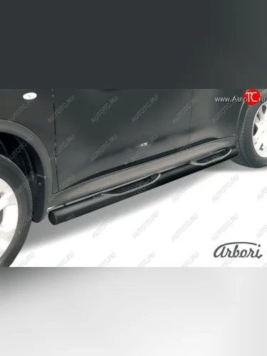 Защита порогов с проступью d76 mm 4WD Arbori (сталь с полимерным покрытием, цвет черный) Nissan Juke 1 YF15 дорестайлинг (2010-2014)