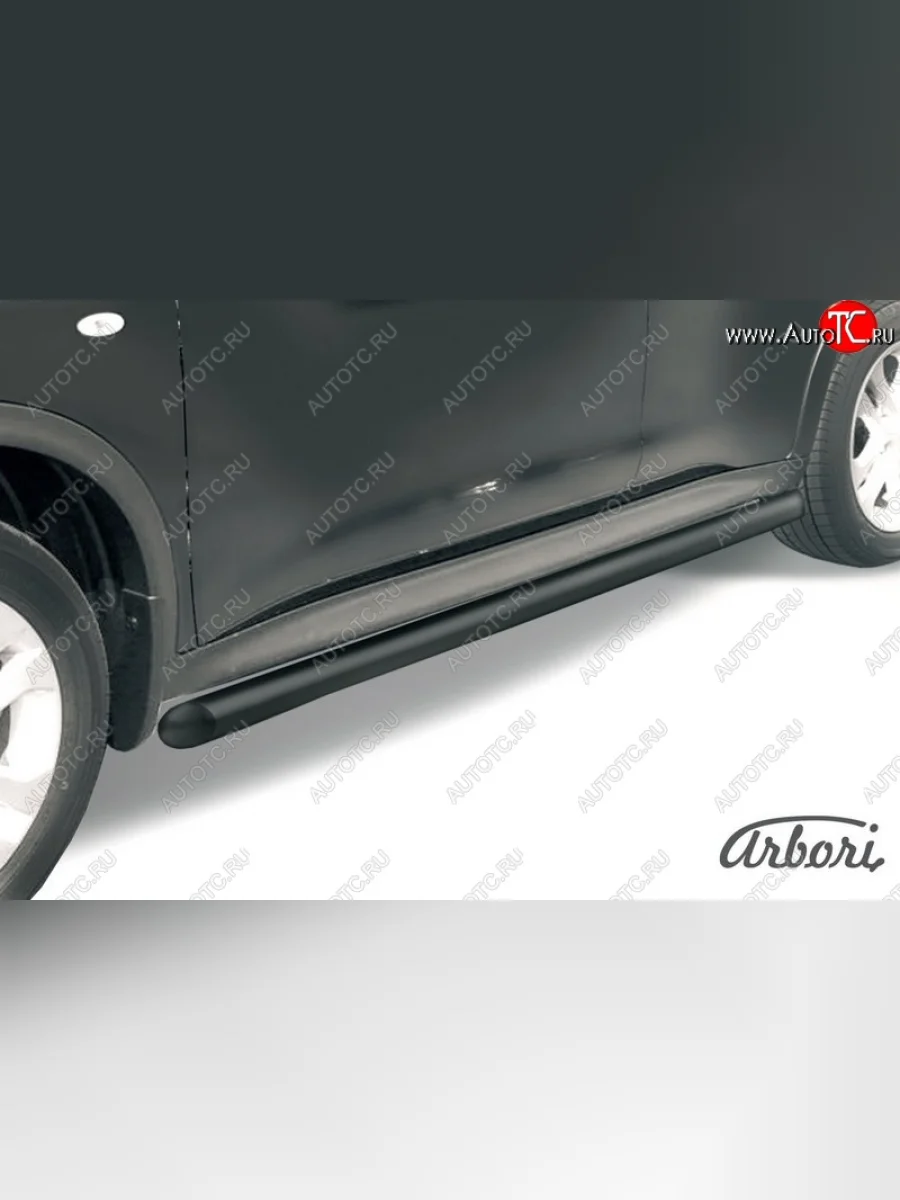 Защита порогов d57 mm 4WD Arbori  Nissan Juke (2010-2020) 1 YF15 (сталь с полимерным покрытием, цвет черный)  в Самаре Самарской области