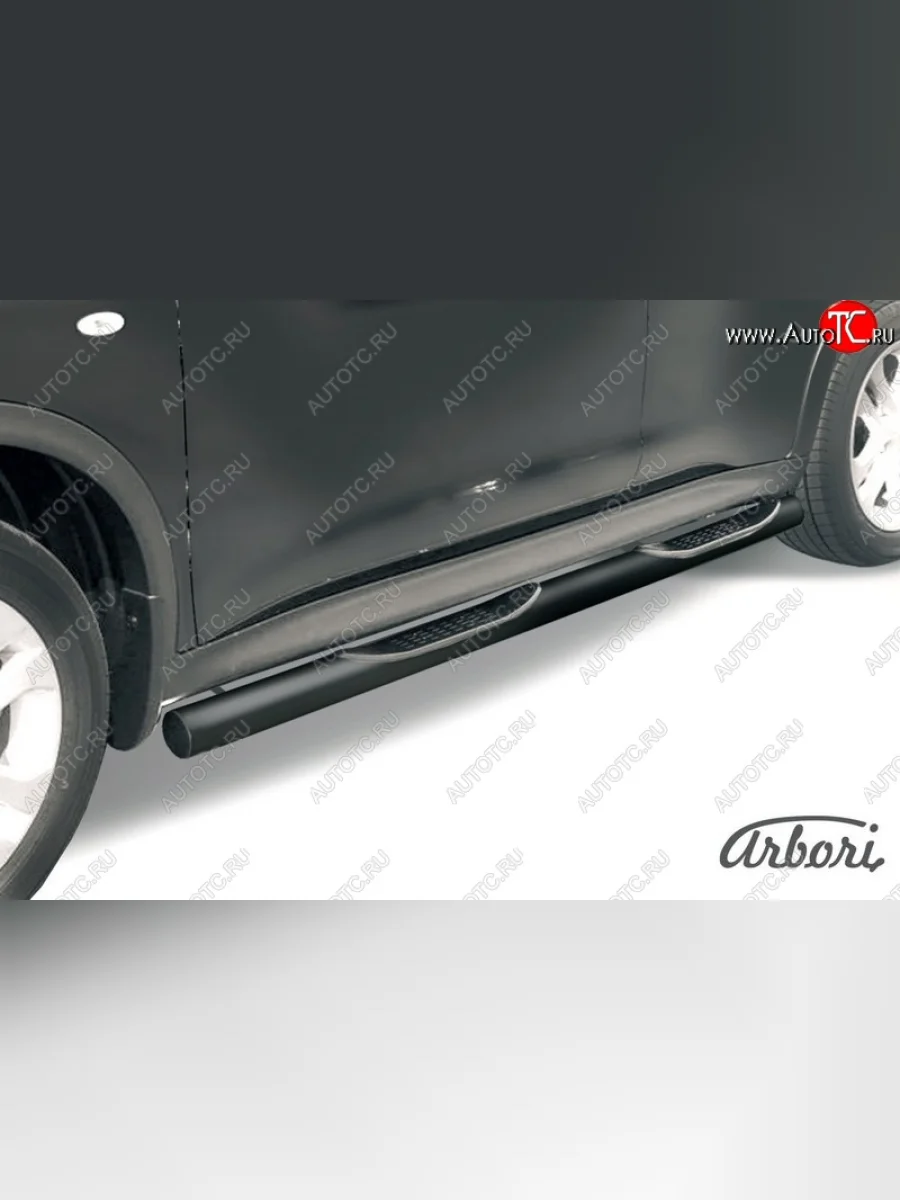 Защита порогов с проступью d76 mm 2WD Arbori Nissan Juke 1 YF15 дорестайлинг (2010-2014) (сталь с полимерным покрытием, цвет черный)  в Керчи Республика Крым