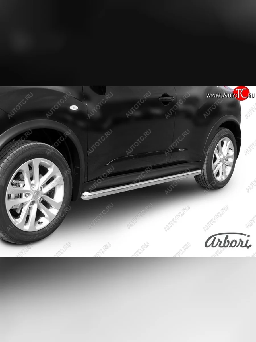 Защита штатных порогов 2WD Arbori (нержавейка, d76 mm). Nissan Juke 1 YF15 дорестайлинг (2010-2014)  в Воронеже Воронежской области