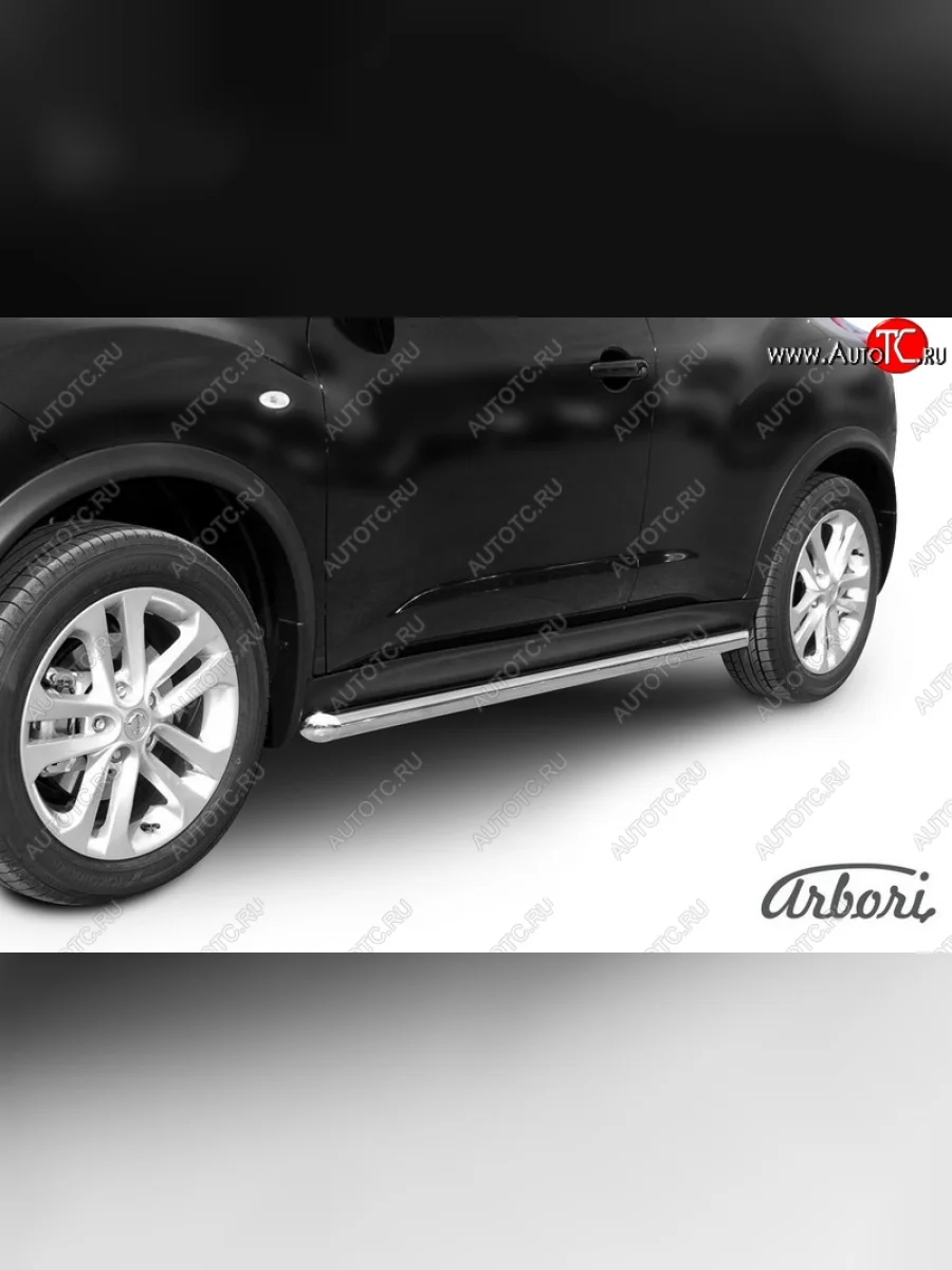 Защита штатных порогов 4WD Arbori (нержавейка, d76 mm). Nissan Juke 1 YF15 дорестайлинг (2010-2014)  в Керчи Республика Крым