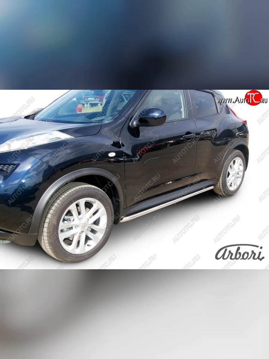 Защита штатных порогов 2WD Arbori (нержавейка, d42 mm). Nissan Juke 1 YF15 дорестайлинг (2010-2014)  в Керчи Республика Крым