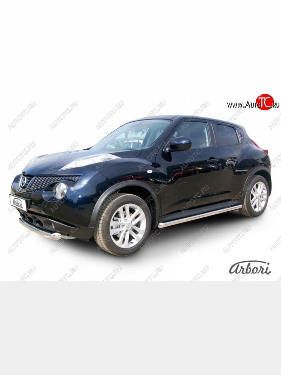 Защита штатных порогов 2WD Arbori (нержавейка, d57 mm). Nissan Juke 1 YF15 дорестайлинг (2010-2014)  в Керчи Республика Крым