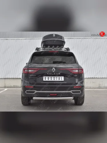 Защита заднего бампера (Ø63 мм, нержавейка) SLITKOFF Renault Koleos  2 (2016-2025)