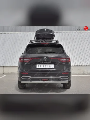 Защита заднего бампера (Ø75х42 мм, нержавейка) Russtal Renault Koleos 2 (2016-2025)