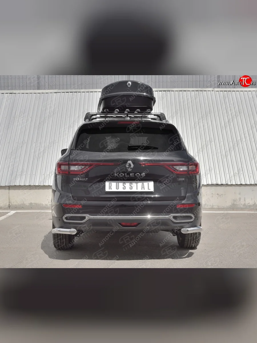 Защита заднего бампера (Ø63 мм уголки, нержавейка) SLITKOFF Renault Koleos 2 (2016-2025)  в Самаре Самарской области